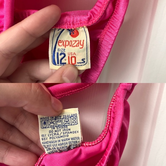 Vintage 80s 90s Hot Pink One-Piece Swimsuit XS - Picture 5 of 8